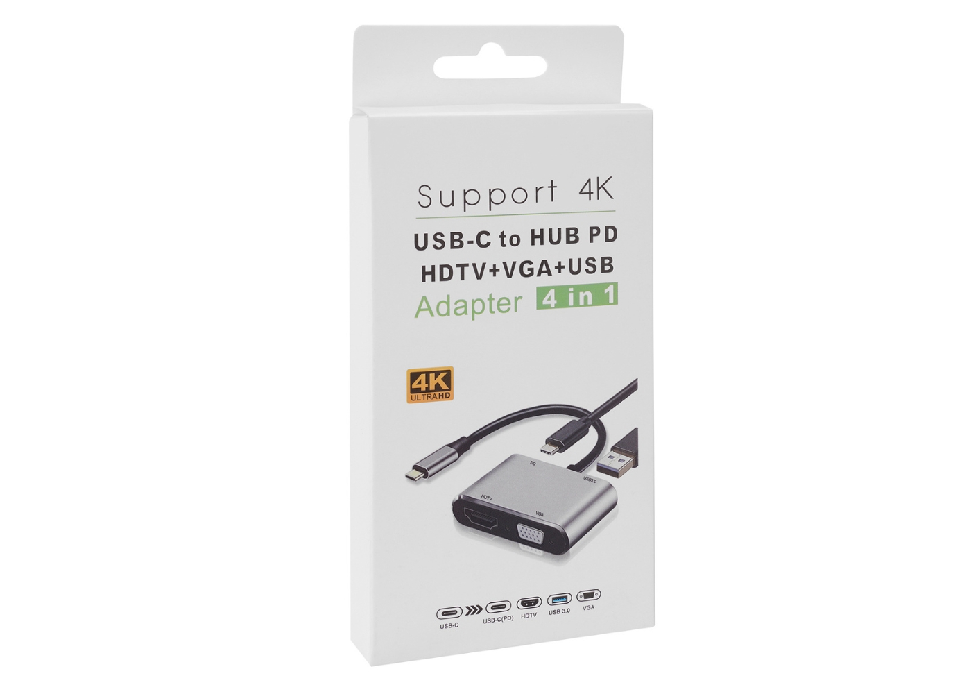Bilişim Burada PL-5565 4 in 1 Type C to, PD+HDMI+VGA+USB3-0 Çevirici Hub Adaptör Çevirici